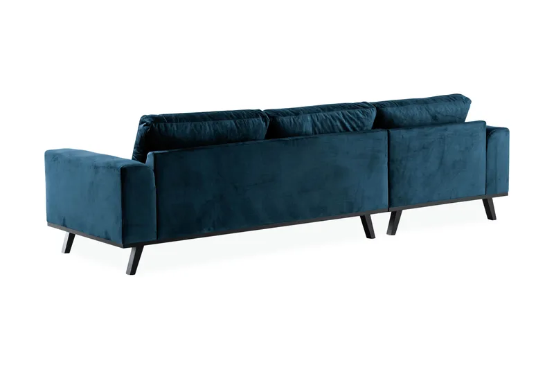 Copenhagen 4-personers Venstrevendt L-formet Divansofa i Fløjl - Blå - Møbler - Sofaer - Sofa med chaiselong