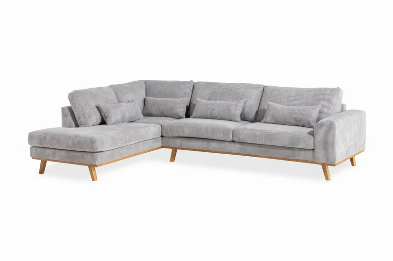 Copenhagen 4-personers Venstrevendt L-formet Chaiselongsofa i Manchester - Lysegrå - Møbler - Sofaer - Sofa med chaiselong