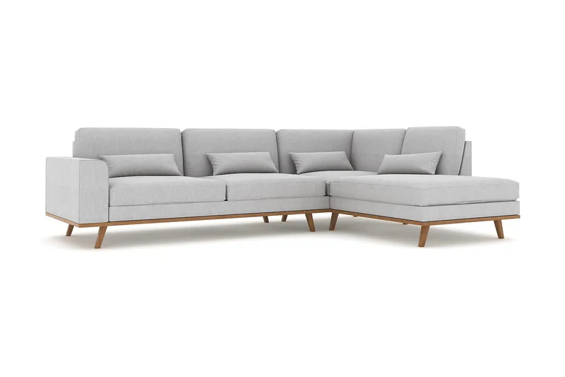 Copenhagen 4-personers Højrevendt L-formet Chaiselongsofa i Stof - Grå - Møbler - Sofaer - Sofa med chaiselong