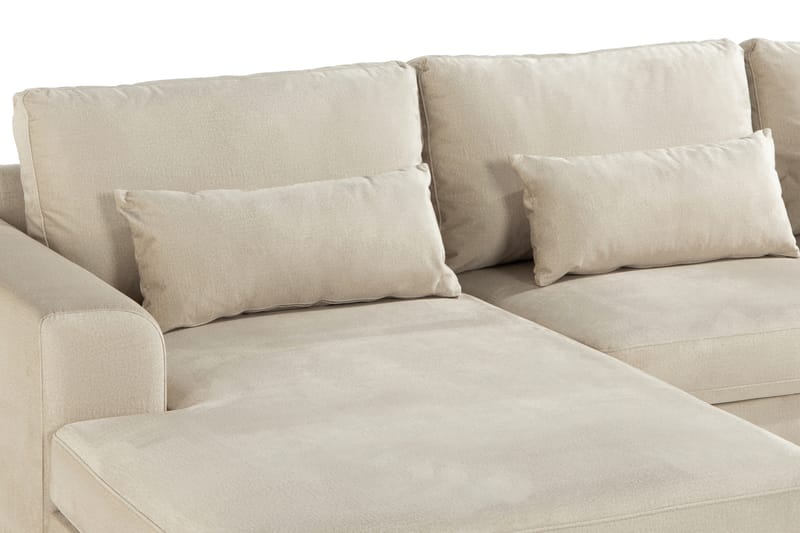 Copenhagen 4-personers Højrevendt L-formet Divansofa i Fløjl - Beige - Møbler - Sofaer - Sofa med chaiselong