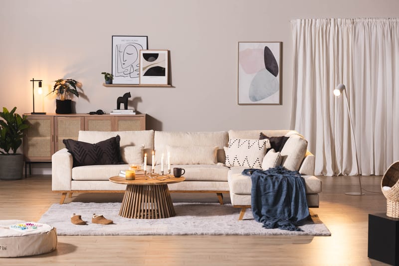 Copenhagen 4-personers Højrevendt L-formet Chaiselongsofa i Manchester - Beige - Møbler - Sofaer - Sofa med chaiselong
