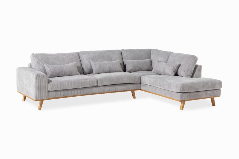 Copenhagen 4-personers Højrevendt L-formet Chaiselongsofa i Manchester - Lysegrå - Møbler - Sofaer - Sofa med chaiselong