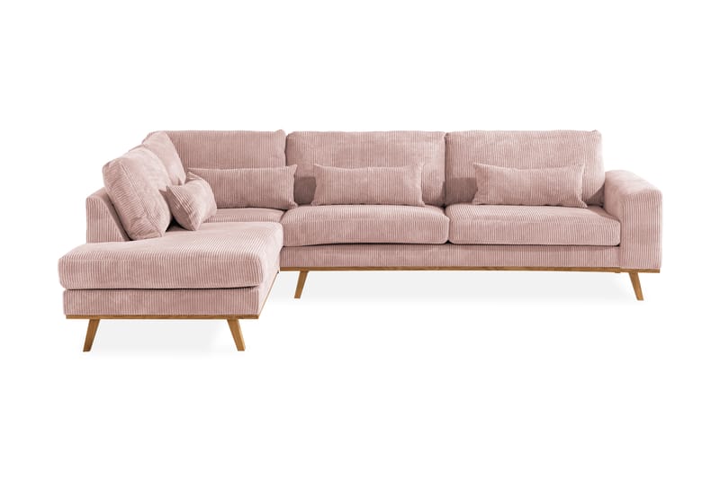 Copenhagen 4-personers Venstrevendt L-formet Divansofa i Manchester - Rosa - Møbler - Sofaer - Sofa med chaiselong