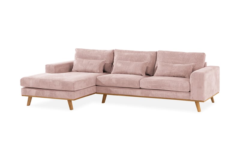 Copenhagen 4-personers Venstrevendt L-formet Divansofa i Manchester - Rosa - Møbler - Sofaer - Sofa med chaiselong
