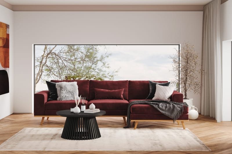 Copenhagen 4-personers Højrevendt L-formet Divansofa i Fløjl - Lilla - Møbler - Sofaer - Sofa med chaiselong