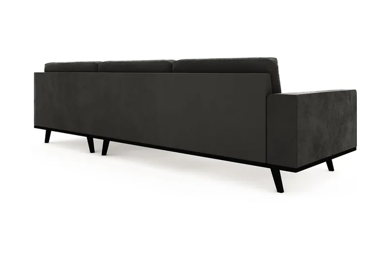 Copenhagen 4-personers Højrevendt L-formet Chaiselongsofa i Fløjl - Mørkegrå - Møbler - Sofaer - Sofa med chaiselong