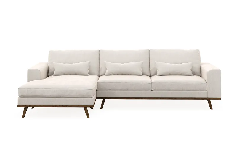 Copenhagen 4-personers Venstrevendt L-formet Divansofa i Fløjl - Cremehvid - Møbler - Sofaer - Sofa med chaiselong
