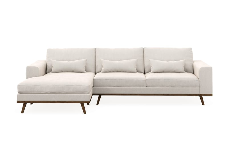 Copenhagen 4-personers Venstrevendt L-formet Divansofa i Fløjl - Cremehvid - Møbler - Sofaer - Sofa med chaiselong