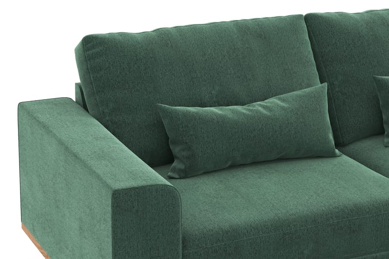 Copenhagen 4-personers Højrevendt L-formet Divansofa i Fløjl - Mørkegrøn - Møbler - Sofaer - Sofa med chaiselong