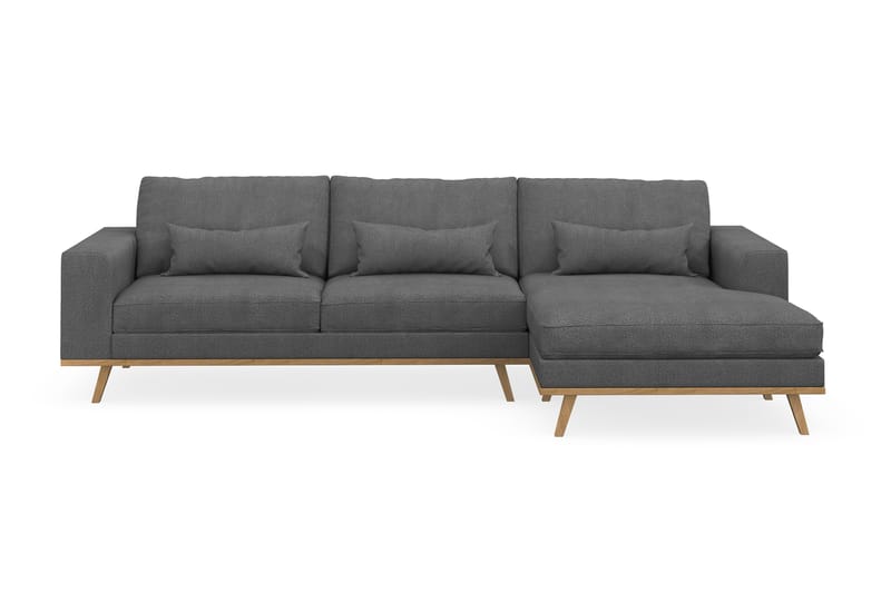 Copenhagen 4-personers Højrevendt L-formet Divansofa i Stof - Mørkegrå - Møbler - Sofaer - Sofa med chaiselong