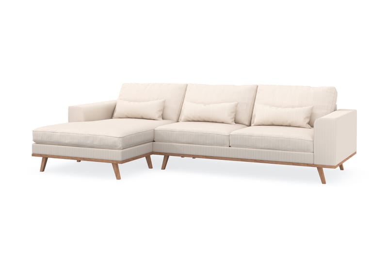 Copenhagen 4-personers Venstrevendt L-formet Divansofa i Manchester - Beige - Møbler - Sofaer - Sofa med chaiselong