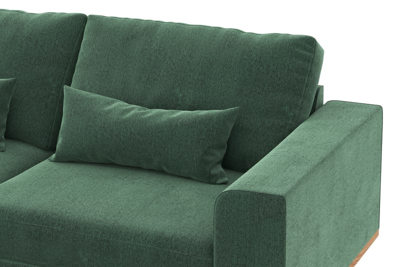 Copenhagen 4-personers Venstrevendt L-formet Chaiselongsofa i Fløjl - Mørkegrøn - Møbler - Sofaer - Sofa med chaiselong