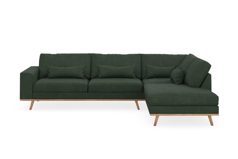 Copenhagen 4-personers Højrevendt L-formet Chaiselongsofa i Manchester - Mørkegrøn - Møbler - Sofaer - Sofa med chaiselong