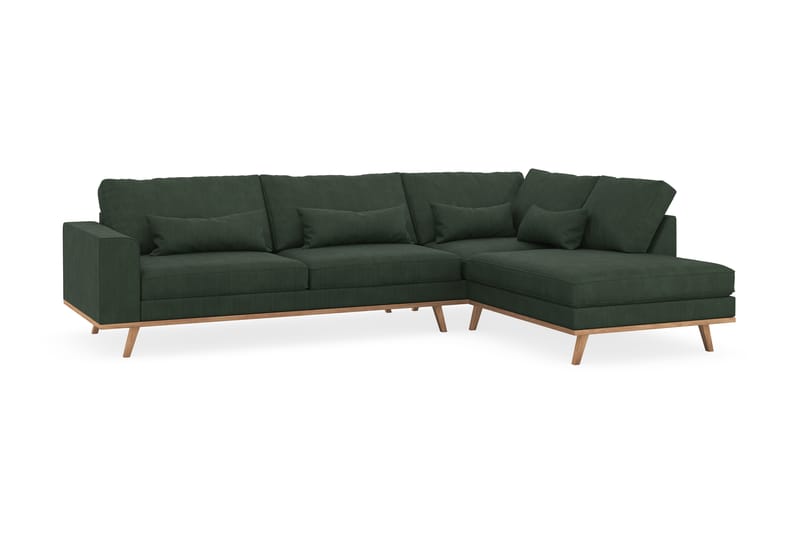 Copenhagen 4-personers Højrevendt L-formet Chaiselongsofa i Manchester - Mørkegrøn - Møbler - Sofaer - Sofa med chaiselong