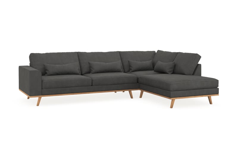 Copenhagen 4-personers Højrevendt L-formet Chaiselongsofa i Manchester - Mørkegrå - Møbler - Sofaer - Sofa med chaiselong