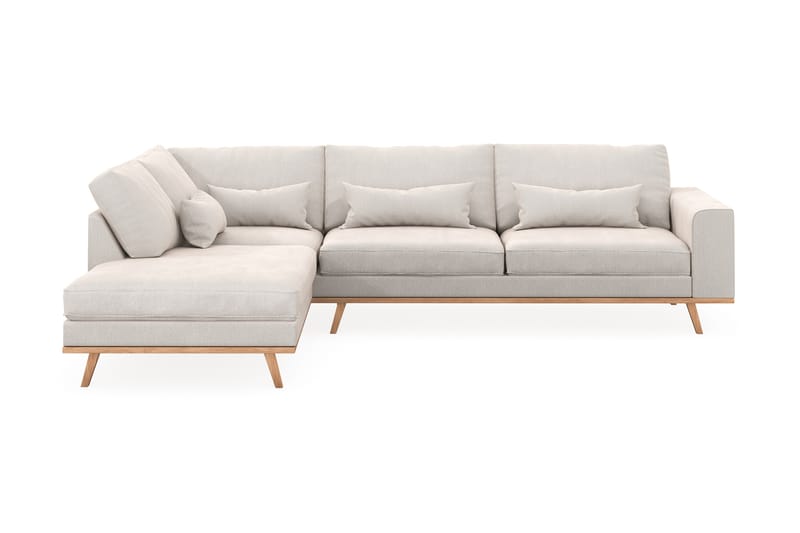 Copenhagen 4-personers Venstrevendt L-formet Chaiselongsofa i Fløjl - Cremehvid - Møbler - Sofaer - Sofa med chaiselong