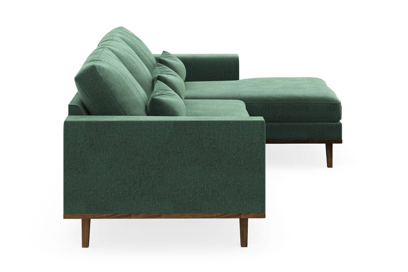 Copenhagen 4-personers Højrevendt L-formet Divansofa i Fløjl - Mørkegrøn - Møbler - Sofaer - Sofa med chaiselong