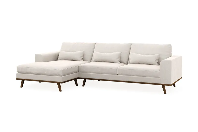 Copenhagen 4-personers Venstrevendt L-formet Divansofa i Fløjl - Cremehvid - Møbler - Sofaer - Sofa med chaiselong