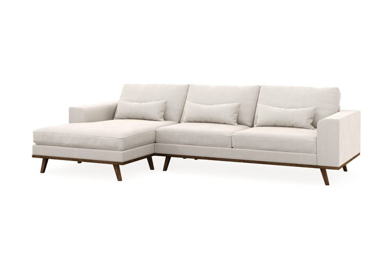 Copenhagen 4-personers Venstrevendt L-formet Divansofa i Fløjl - Cremehvid - Møbler - Sofaer - Sofa med chaiselong