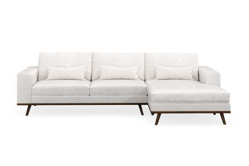 Copenhagen 4-personers Højrevendt L-formet Divansofa i Bouclé, Hvid
