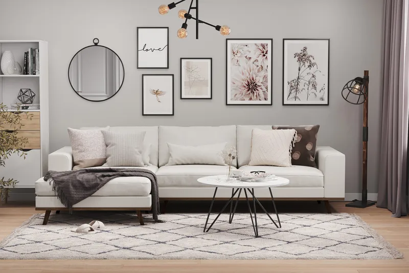 Copenhagen 4-personers Venstrevendt L-formet Divansofa i Stof - Lysegrå - Møbler - Sofaer - Sofa med chaiselong