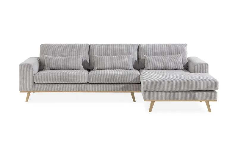 Copenhagen 4-personers Højrevendt L-formet Divansofa i Manchester - Lysegrå - Møbler - Sofaer - Sofa med chaiselong
