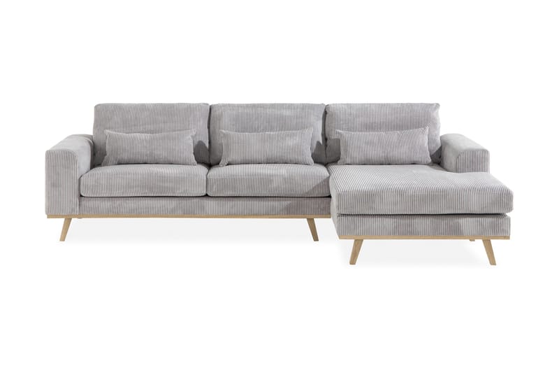 Copenhagen 4-personers Højrevendt L-formet Divansofa i Manchester - Lysegrå - Møbler - Sofaer - Sofa med chaiselong