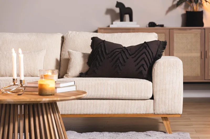 Copenhagen 4-personers Venstrevendt L-formet Divansofa i Manchester - Beige - Møbler - Sofaer - Sofa med chaiselong