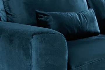 Copenhagen 4-personers Højrevendt L-formet Chaiselongsofa i Fløjl - Blå - Møbler - Sofaer - Sofa med chaiselong