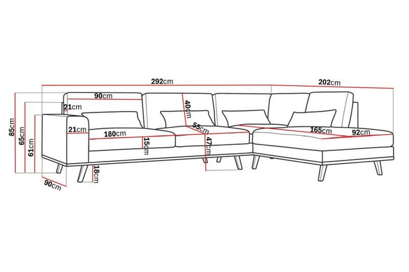 Copenhagen 4-personers Højrevendt L-formet Chaiselongsofa i Stof - Lysegrå - Møbler - Sofaer - Sofa med chaiselong