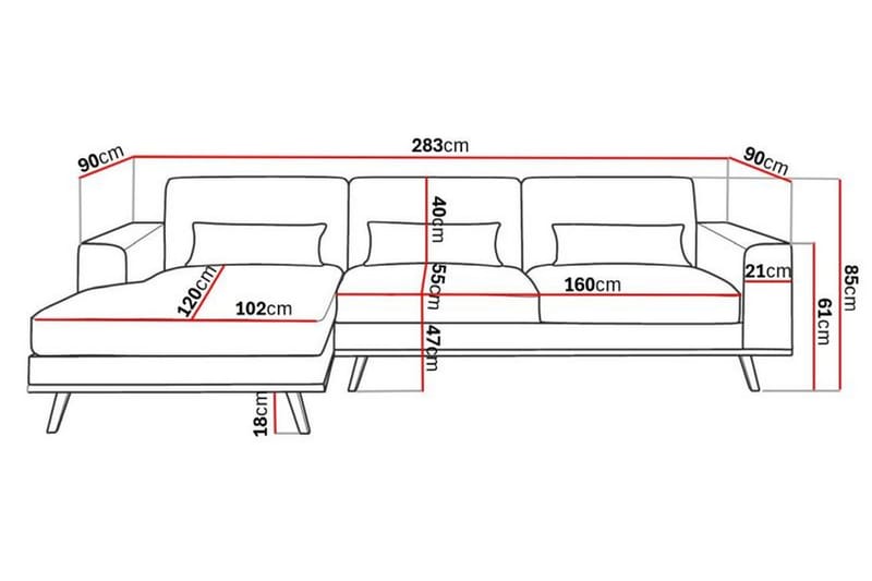 Copenhagen 4-personers Venstrevendt L-formet Divansofa i Manchester - Beige - Møbler - Sofaer - Sofa med chaiselong