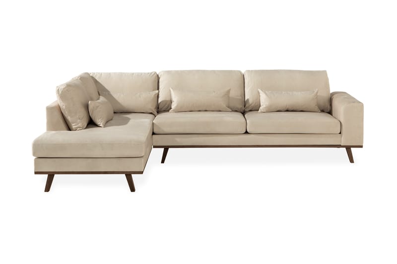Copenhagen 4-personers Venstrevendt L-formet Chaiselongsofa i Fløjl - Beige - Møbler - Sofaer - Sofa med chaiselong