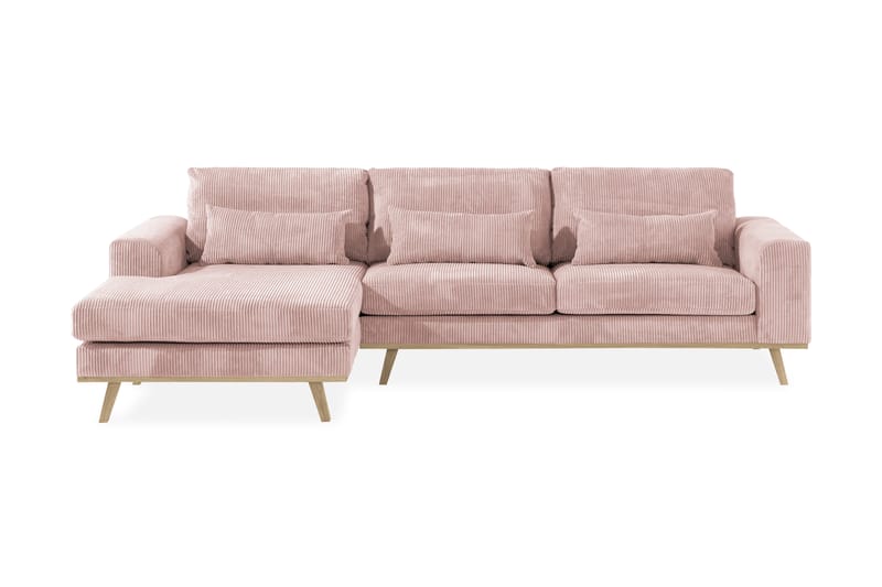 Copenhagen 4-personers Venstrevendt L-formet Divansofa i Manchester - Rosa - Møbler - Sofaer - Sofa med chaiselong
