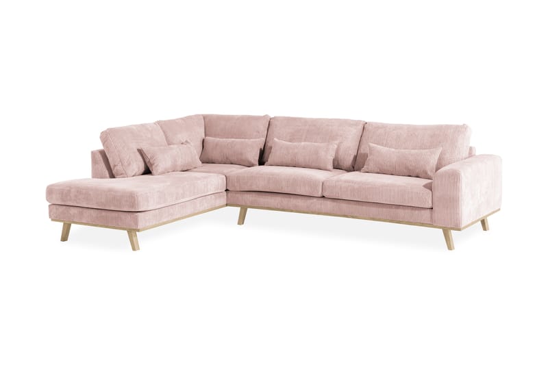 Copenhagen 4-personers Venstrevendt L-formet Divansofa i Manchester - Rosa - Møbler - Sofaer - Sofa med chaiselong