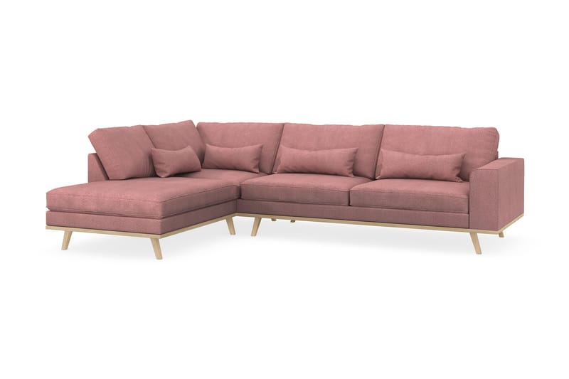Copenhagen 4-personers Venstrevendt L-formet Chaiselongsofa i Stof - Rosa - Møbler - Sofaer - Sofa med chaiselong