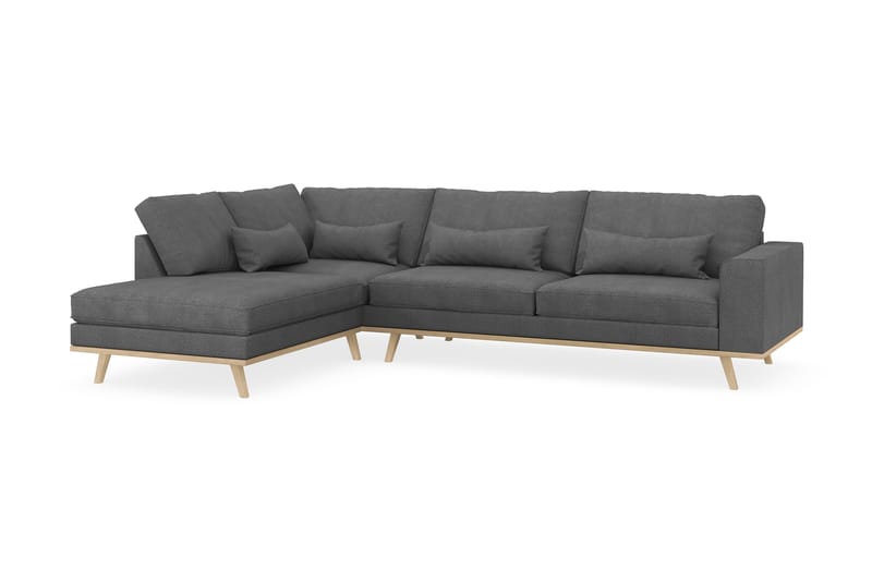 Copenhagen 4-personers Venstrevendt L-formet Chaiselongsofa i Stof - Mørkegrå - Møbler - Sofaer - Sofa med chaiselong