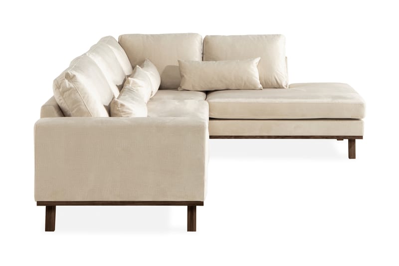 Copenhagen 4-personers Højrevendt L-formet Chaiselongsofa i Fløjl - Beige - Møbler - Sofaer - Sofa med chaiselong