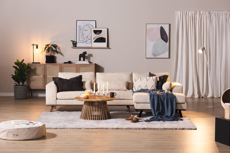 Copenhagen 4-personers Højrevendt L-formet Divansofa i Manchester - Beige - Møbler - Sofaer - Sofa med chaiselong