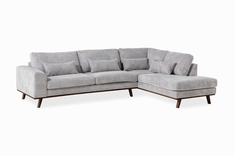 Copenhagen 4-personers Højrevendt L-formet Chaiselongsofa i Manchester - Lysegrå - Møbler - Sofaer - Sofa med chaiselong