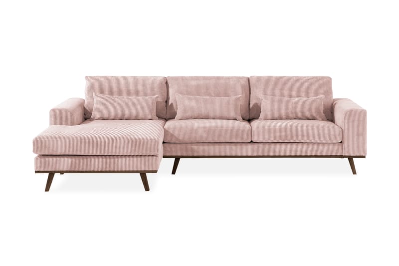 Copenhagen 4-personers Venstrevendt L-formet Divansofa i Manchester - Rosa - Møbler - Sofaer - Sofa med chaiselong