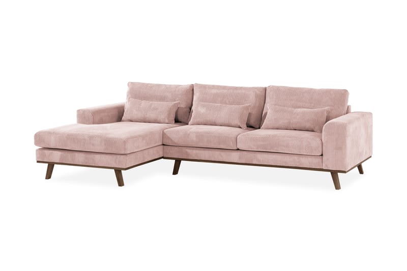 Copenhagen 4-personers Venstrevendt L-formet Divansofa i Manchester - Rosa - Møbler - Sofaer - Sofa med chaiselong