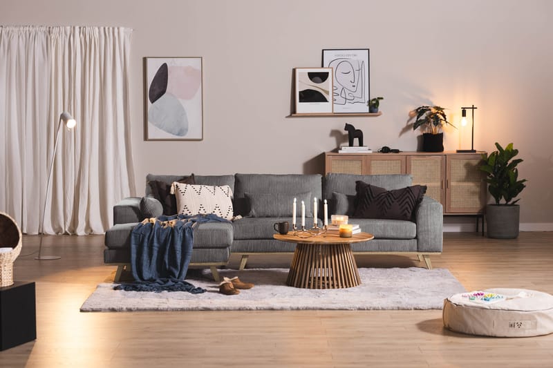 Copenhagen 4-personers Venstrevendt L-formet Divansofa i Manchester - Mørkegrå - Møbler - Sofaer - Sofa med chaiselong
