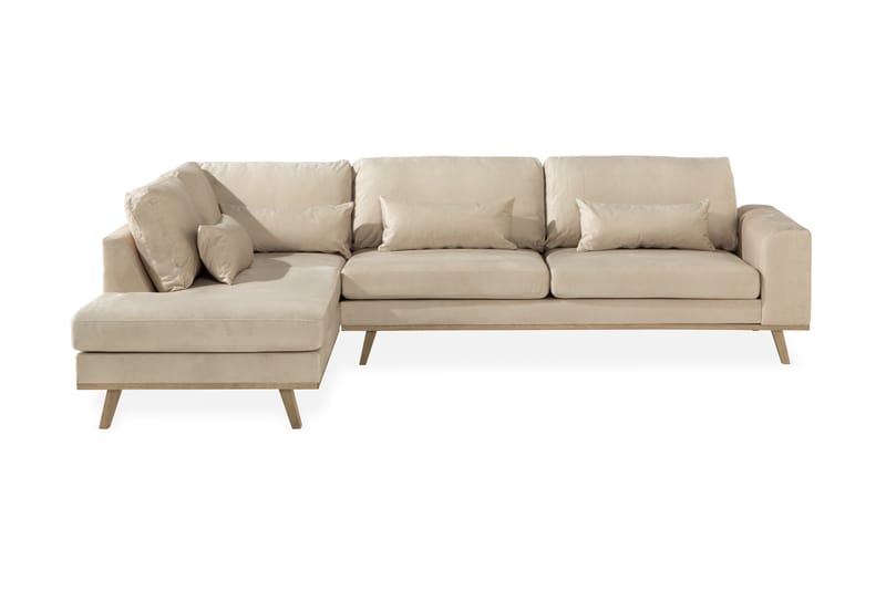 Copenhagen 4-personers Venstrevendt L-formet Chaiselongsofa i Fløjl - Beige - Møbler - Sofaer - Sofa med chaiselong