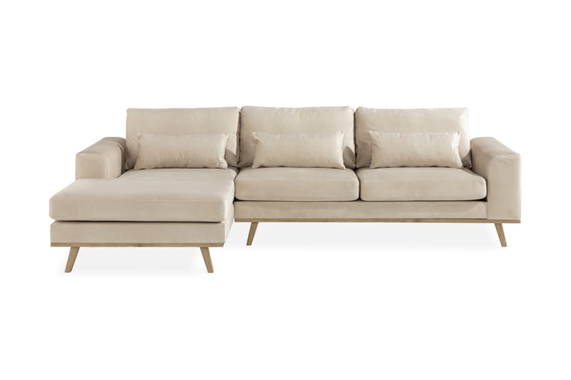 Copenhagen 4-personers Venstrevendt L-formet Divansofa i Fløjl - Beige - Møbler - Sofaer - Sofa med chaiselong