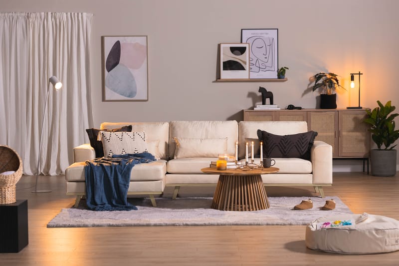 Copenhagen 4-personers Venstrevendt L-formet Divansofa i Fløjl - Beige - Møbler - Sofaer - Sofa med chaiselong