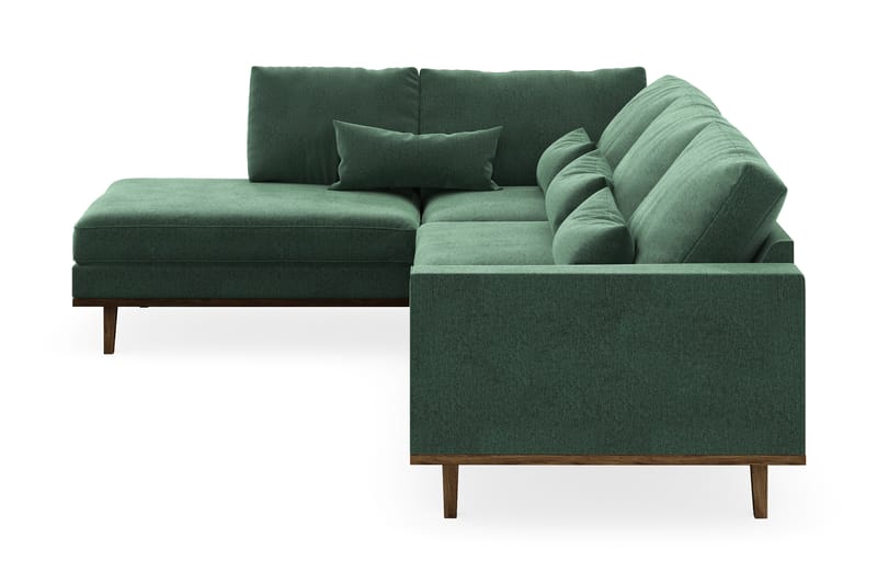 Copenhagen 4-personers Venstrevendt L-formet Chaiselongsofa i Fløjl - Mørkegrøn - Møbler - Sofaer - Sofa med chaiselong