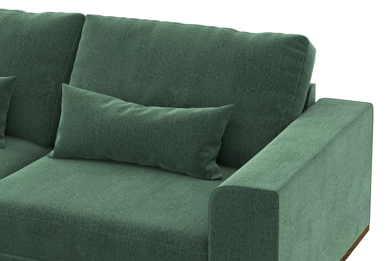 Copenhagen 4-personers Venstrevendt L-formet Chaiselongsofa i Fløjl - Mørkegrøn - Møbler - Sofaer - Sofa med chaiselong