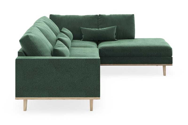 Copenhagen 4-personers Højrevendt L-formet Chaiselongsofa i Fløjl - Mørkegrøn - Møbler - Sofaer - Sofa med chaiselong