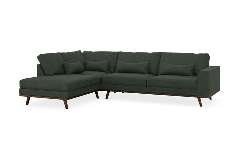 Copenhagen 4-personers Venstrevendt L-formet Chaiselongsofa i Manchester - Mørkegrøn - Møbler - Sofaer - Sofa med chaiselong