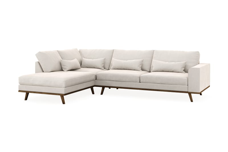 Copenhagen 4-personers Venstrevendt L-formet Chaiselongsofa i Fløjl - Cremehvid - Møbler - Sofaer - Sofa med chaiselong